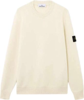 Stone Island Wool Crewneck Sweater - Heren - Ronde hals truien - Wit - S - Wol - Truien & Vesten