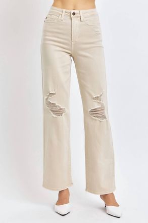 Judy Blue High Waist 90S Straight Denim Jeans In Bone
