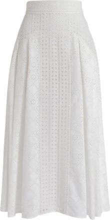 Alberta Ferretti eyelet midi skirt - women - Cotton/Polyester - 40 - White