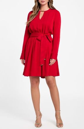 Marciano Anita Pleated Long Sleeve Dress in Samba Red Vibes at Nordstrom, Size 4 Us