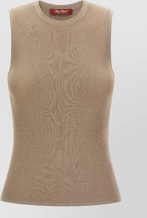 Max Mara metallic ribbed sleeveless knitted top