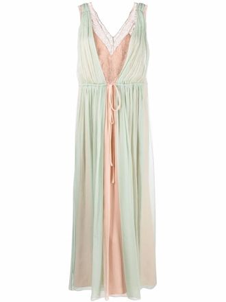 Alberta Ferretti silk-chiffon panelled dress - women - Polyamide/Silk/Polyester - 46 - 1374 - Verde