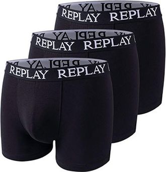 Replay Boxershorts met herenlogo (3-pack) (Zwart/Zwart)