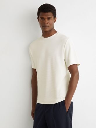 Reiss White Textured Crew-neck T-shirt, Xxl