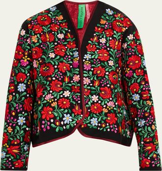 Rianna + Nina Floral Embroidered Mini Blouson Jacket