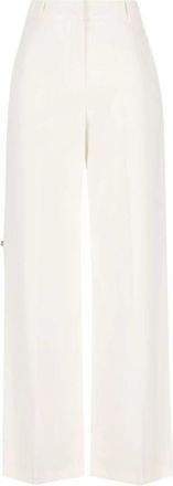Fendi Technische Canvas Broek - Dames - Wijde Broeken - Wit - S - Katoen - Broeken
