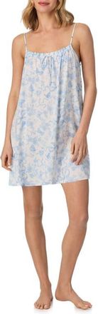 Room Service PJs Izzy Butterflies & Bows Satin Chemise in White Blue at Nordstrom, Size X-Large
