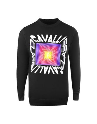Roberto Cavalli Mens Cavalli Class Asymmetric Box Design Black Sweatshirt - Black/Black - Size: 42