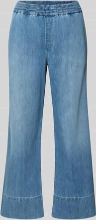 Marc Cain Jeans in verk&uuml;rzter Passform mit elastischem Bund in Bleu Melange, Gr&ouml;&szlig;e 38