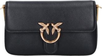 Pinko Black Leather One Love Baby Shoulder Bag