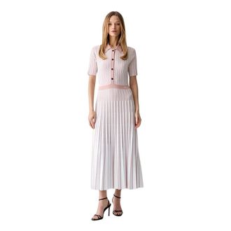 Karl Lagerfeld Kleedjes, Dames, Wit, M, Pliss&eacute; Maxijurk