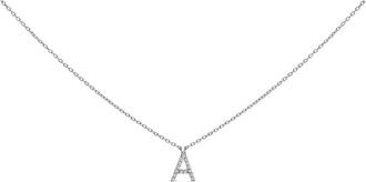 House of Brilliance 10K White Gold Diamond Accent A-Z Block Initial Pendant Necklace in White Gold | A at Nordstrom