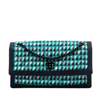 Chanel Pre-owned Vintage Tweed Schoudertas - Dames - Pre-owned - Groen - Maat: ONE Size Tweed