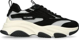Steve Madden Mens Suede Possess Black White Sneakers - Size UK 12