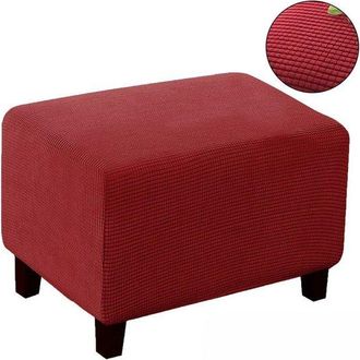 OEM Funda Cuadrada Reposapi&eacute;s, Lavable, Universal Supersuave Puf Base El&aacute;stica, Antideslizante, S: Largo 60-75 Cm, Ancho 40-55 Cm, 35-45 Cm, Gris