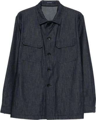 Tagliatore Cotton Shirt Jacket - Heren - Zomerjassen - Blauw - 2XL - Katoen - Jassen
