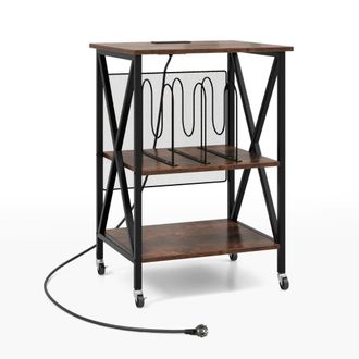 Giantex Soporte para tocadiscos con 2 enchufes 2 USB 1 tipo-C 52x45x75cm