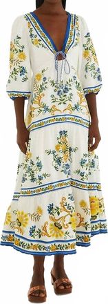 Farm Rio Emily Floral Tapestry Maxi Dress In Off White