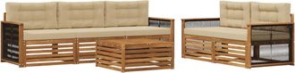 vidaXL Conjunto De Sof&aacute;s De Exterior 6 Uds. Natural Y Beige Vidaxl