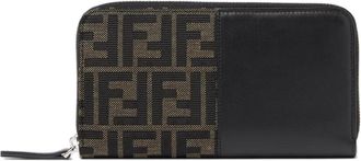 Fendi FF Jacquard Zip Around - Heren - Portefeuilles - Zwart - ONE Size - Katoen - Accessoires