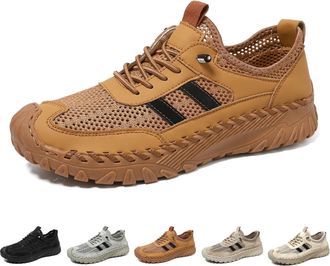 Generic Orthopedic Shoes for Men, Slip On Orthopedic Hiking Shoes,Solid Arch Support,Breathable Mesh Elastic Laces (Brown,11.5)