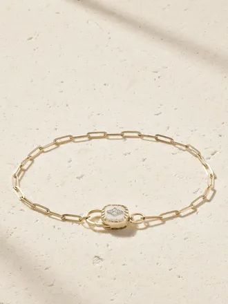 Pascale Monvoisin Bracciale In Oro 9 Carati E Resina Con Diamanti Ginger