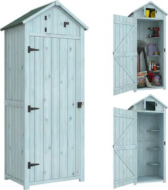 OEM Armario De Jard&iacute;n De Madera Armario De Almacenamiento Cobertizo De Jard&iacute;n Con Estantes 77x54,2x179 Cm Azul Y Verde