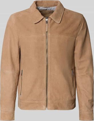 Mauritius Lederjacke aus Schafsnubuk mit Rei&szlig;verschluss Modell TRIVEN in Beige, Gr&ouml;&szlig;e XXXL