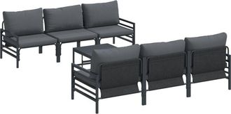 vidaXL Vidaxl - Garden Sofa Set with Cushion 7 pcs Anthracite Steel & Fabric