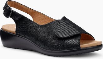 Hotter Womens Olivia Womens Peep Toe Low Wedges - Black - Size: 7.5