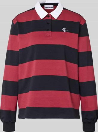 Review Polo-Langarmshirt mit Streifen und kontrastiger Knopfleiste in Dunkelblau, Gr&ouml;&szlig;e XL