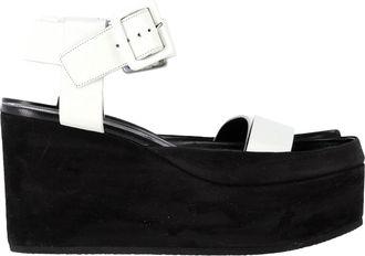 Celine Pre-owned Womens Ankle Strap Wedge Sandals in White Leather - Size EU 38