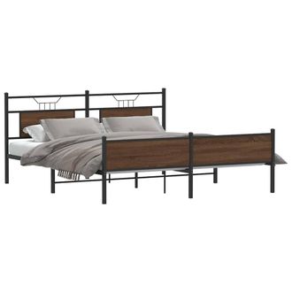 Berkfield Home Metal Bed Frame without Mattress Brown Oak 160x200 cm