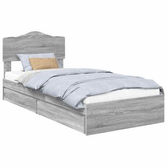 vidaXL Storage Bed with Drawer Grey Sonoma 90 x 200 cm Engineered Wood vidaXL