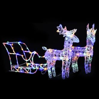 vidaXL Reno Y Trineo Adorno Navide&ntilde;o 160 Leds Acr&iacute;lico 130 Cm Vidaxl