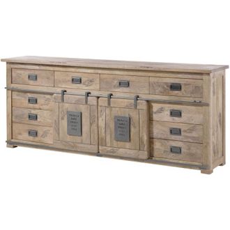 Massivmoebel24 Sideboard Mango 220x45x90 beige lackiert railway 392