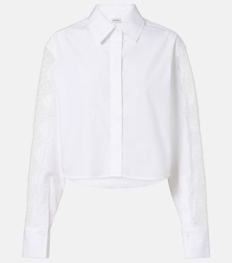 SIMKHAI Lace-trimmed cotton poplin shirt