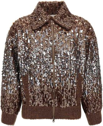 Brunello Cucinelli Dazzling Dgrad Embroidery Cardigan