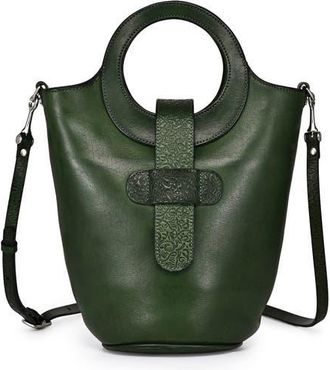 OLD TREND Lily Genuine Leather Structured Everyday Bucket Crossbody in Green at Nordstrom