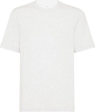 Brunello Cucinelli Tops, Heren, Grijs, 2Xl, Katoen, Grijze T-shirts en Polos, Mélange Effect