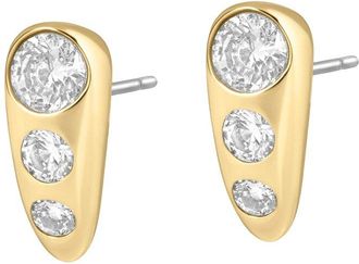 Electric Picks 14K Plated Cz Cushion Statement Earrings
