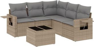 vidaXL Vidaxl - Juego De Sof&aacute;s Jard&iacute;n Con Cojines 6 Pzas Rat&aacute;n Sint&eacute;tico Beige