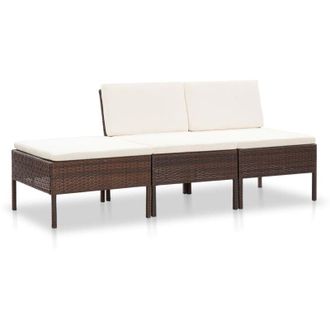 vidaXL Set Divani da Giardino 3 pz con Cuscini in Polyrattan Marrone - Vidaxl