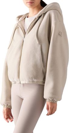 Moose Knuckles Eaton Bunny Reversible Faux Fur Hooded Jacket in Alabaster/Monogram at Nordstrom, Size X-Small