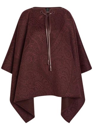 Etro Paisley-print Wool-blend Cape - Burgundy - One Size