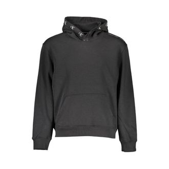 Calvin Klein Hoodies, male, Black, 2XL, Black Cotton Men Hoodie Jumper