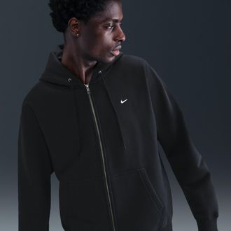 Nike Mens Solo Swoosh Full-Zip Fleece Hoodie in Black | HV1084-010