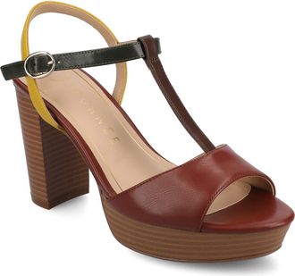 Journee Collection Lavine Slingback Flat Sandal in Brown Multi at Nordstrom Rack, Size 9.5