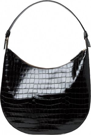 Loeffler Randall Womens Morgan Crocodile-Embossed Hobo Bag In Black