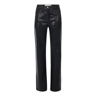 Elisabetta Franchi Loose Jeans met gelamineerd effect - Dames - Jeans - Zwart - Maat: W29 Katoen